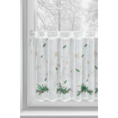 Takoy Vitrážová záclona 150x60 cm bílá s potiskem jehličí-HF-473443 | 150 x 60 cm