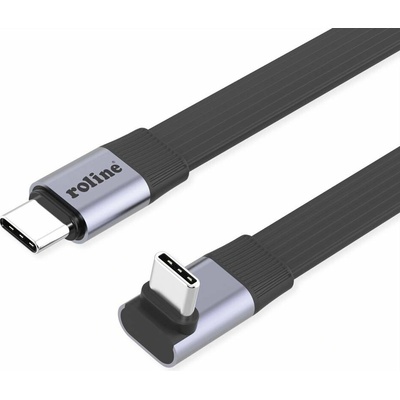 Roline 11.02.9097 USB4 80Gbps USB C(M) - USB C(M) lomený PD 240W plochý 0,8m černý