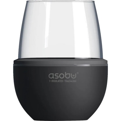 ASOBU 443 мл черна чаша с термоизолираща основа asobu от серия wine kuzie