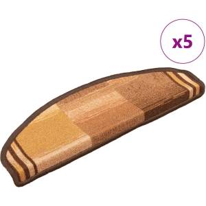 vidaXL Самозалепващи стелки за стълби, 5 бр, 65x21x4 см, кафяви (149836)