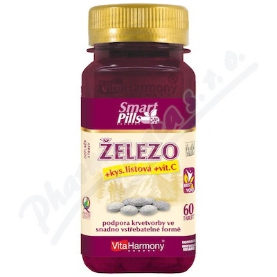 SmartPills Železo+kys.listová+vit.C 60 tabliet