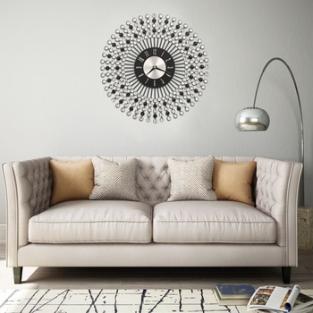 vidaXL Стенен часовник, метал, 43 см, черен (b.v.)