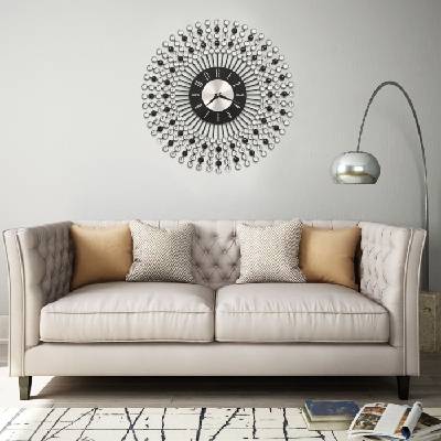 vidaXL Стенен часовник, метал, 43 см, черен (b.v.)