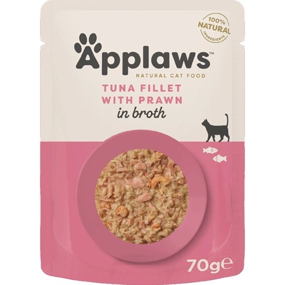 Applaws Cat Natural tuniak s tichomorskými krevetami vo vývare 48 x 70 g