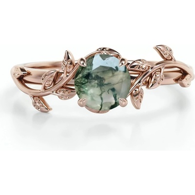 Lunica Stříbrný prsten MECHOVÝ ACHÁT ROSE GOLD 0687 6