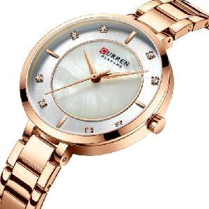 Curren Дамски часовник Curren Crystal Blanche с кристали, Кварцов, Розовo Злато / Бял (CURREN-9051-ROSEGOLD-WHITE) Часовници