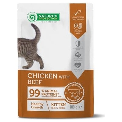 Nature's Protection Cat Kitten Chicken and Beef 22 x 100 g