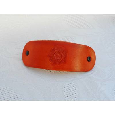 Kožená spona do vlasů č.25 Barva: Oranžová