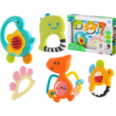 Huile Toys KIK KX5999 Sada chrastítek a kousátek pro miminka Dinosauři 5 ks