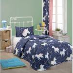 Mijolnir Комплект от шалте и калъфка за възглавница с памучна смес Eponj Home Magic Unicorn Dark Blue, 160 x 220 cm - Mijolnir (143EPJ7717)
