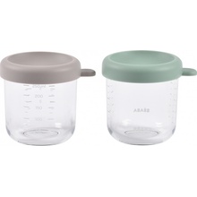 Beaba Tégliky na jedlo sklenené green grey 2 x 250 ml