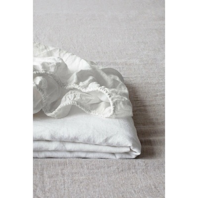 Linen Tales Biela napínacia ľanová plachta White 200x200