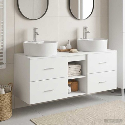 vidaXL Комплект шкафове за баня 3 бр. Бяло 49, 5 x 44, 5 x 65 см (3405875)