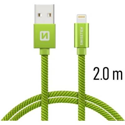 Swissten Nabíjecí a synchronizační kabel textile 0.2m / 1.2m / 2.0m zelený Délka: 2m