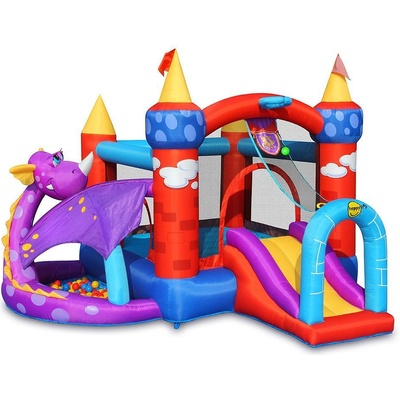 Felyx Toys HAPPY HOP Батут замък с дракон, топки и помпа 350x350x245 (1011700F)
