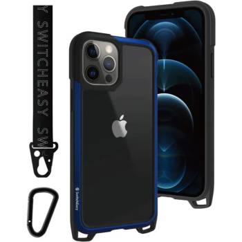 SwitchEasy Odyssey Case - удароустойчив хибриден кейс с връзка и карабинер за iPhone 12 Pro Max (син)