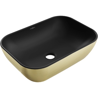 Mexen Rita мивка за плотов монтаж 45 x 32 см, черна мат/златен дизайн линии (21084577)