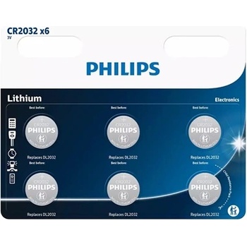 Philips CR2032P6/01B ЛИТИУМ 3.0V 6-BLISTER (20.0 x 3.2) (CR2032P6/01B)