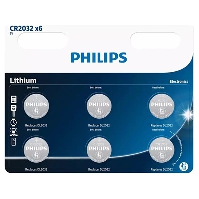 Philips CR2032P6/01B ЛИТИУМ 3.0V 6-BLISTER (20.0 x 3.2) (CR2032P6/01B)
