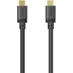 Hama USB-C кабел HAMA, USB-C към USB-C, E-Marker, USB 3.2 Gen1, 5 Gbit/s, 240 W, двустранно екраниран, 0.75 м, черен (HAMA-202008)