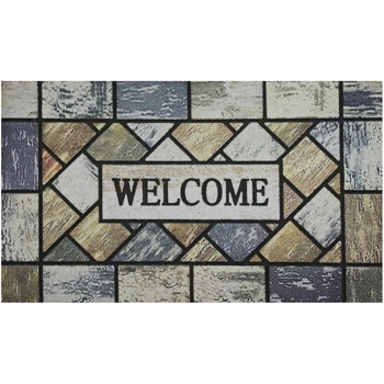 75 x 45 см правоъгълна изтривалка с декор плочки и надпис Welcome