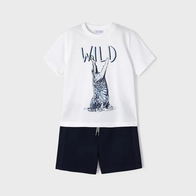Mayoral Трикотажен комплект wild с къси панталонки за момче Майорал в тъмно синьо