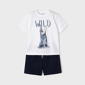 Mayoral Трикотажен комплект wild с къси панталонки за момче Майорал в тъмно синьо