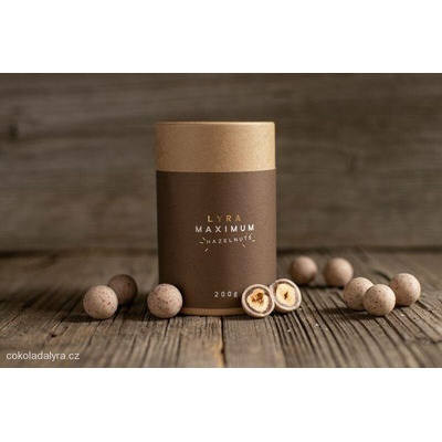 Čokoládovna Lyra MAXIMUM HAZELNUTS lískové ořechy v nugátu a bílé čokoládě 200 g