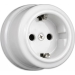 Elhard - Стенна керамична ретро домашна розетка SCHUKO 230V бяла (EF0051)