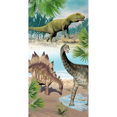 Good Morning detská zamatová plážová osuška 75 x 150 cm dino