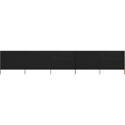 Greatstore 5dílná zástěna proti větru textil 600 x 160 cm černá