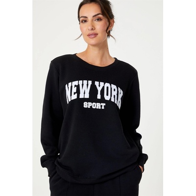 Be You Ladies NYC Slogan Sweat Set - Black