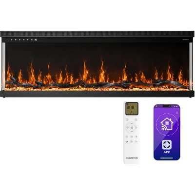 Klarstein EchoFlame Smart nástenný elektrický krb 127 cm 1800 W 2 režimy vykurovania 12 farieb Čierny