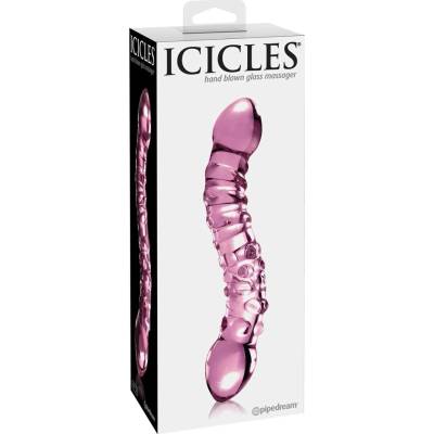 Icicles Model 24 sklenený obojstranný masážny prístroj s výstupkami 19,5 cm