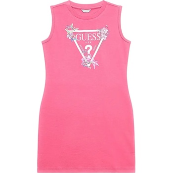 Guess Спортна рокля за момиче в цикламено с бяло лого Guess и цветя