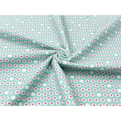 Mirtex Látka FLANEL 150/15033-1 Drobný vzor šedo-zelená hvězdička šíře 150cm Zbytková metráž