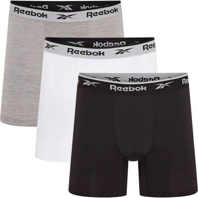 Reebok Мъжки боксерки Reebok 3 Pack Mens Performance Boxer Shorts - Black/White/Grey