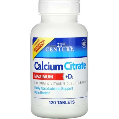 21st Century Calcium Citrate + D3 Maximum, 120 таблетки, 21st Century (9109)