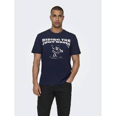 Тениска Only & sons Kim Reg Funny short sleeve T-shirt - Blue (Navy Blazer)