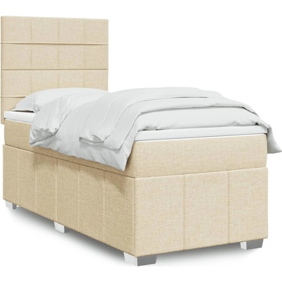 vidaXL Box spring postel s matrací krémová textil