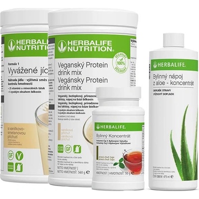 Herbalife sada Formula 1 - 550 g PDM vegan 560 g Aloe 473 ml a Bylinný čaj 51 g