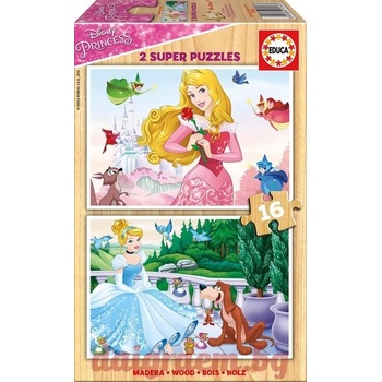 Educa Дървен пъзел educa 17163 - 2 х 16 части - disney princesses (edu17163)