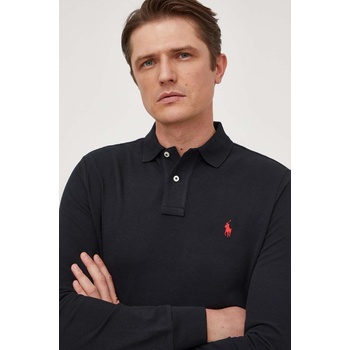 Ralph Lauren Памучна блуза с дълги ръкави Polo Ralph Lauren в черно с изчистен дизайн 710680790 (710680790)