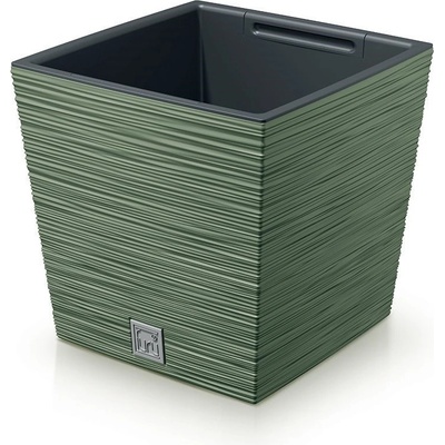 PROSPERPLAST FURU SQUARE Kvetináč LOW 24 cm zemito zelený