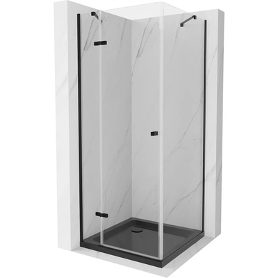 Mexen Roma разтваряща се душ кабина 90 x 90 см, прозрачна, черна + плоска (854-090-090-70-00-4070B)