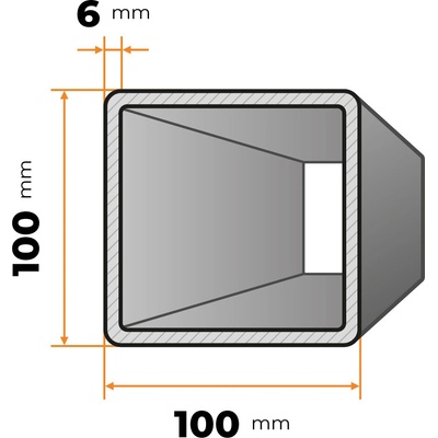 Uzavretý profil 100 x 100 / 6 mm