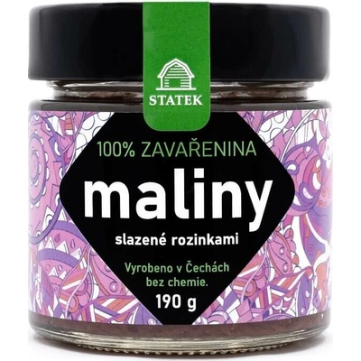 Hradecké delikatesy 100% zaváranina maliny sladené hrozienkami 190g