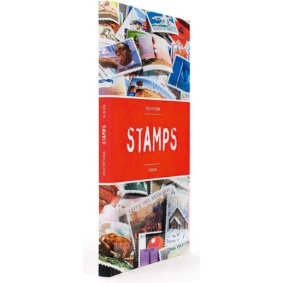 Leuchtturm Zásobník na známky A4, černé listy, 32 stran s potiskem STAMPS, červený