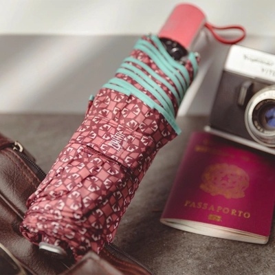 Компактен автоматичен Open-Close чадър Perletti Technology 21749, Бордо/Цикламен