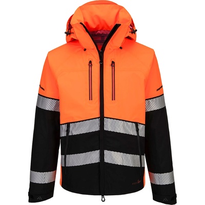 Portwest hi-vis ev4 ev465 / Мъжко светлоотразително софтшел яке с качулка - оранжево/черно xl (ev465obrxl)